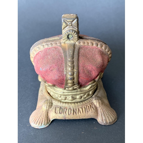 80 - A vintage Queen Elizabeth II Coronation cast iron 1953 money box