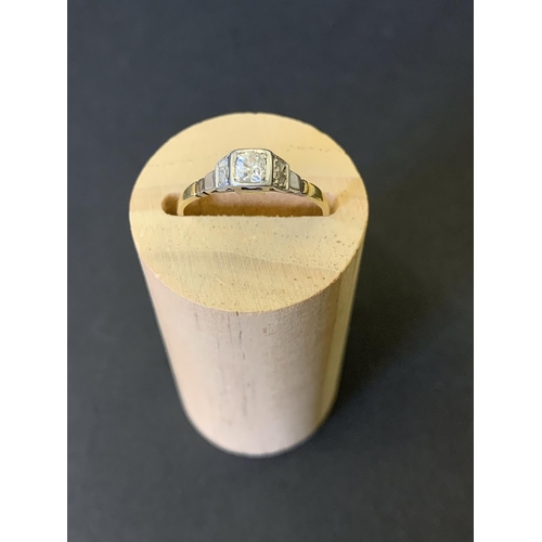 107 - A 9ct gold and platinum diamond set ring, approx. size O 1/2 (one diamond missing) plus a yellow and... 