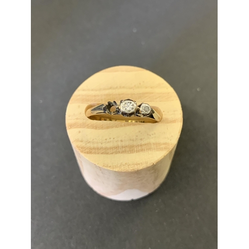 107 - A 9ct gold and platinum diamond set ring, approx. size O 1/2 (one diamond missing) plus a yellow and... 