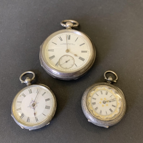 111 - Three silver pocket watches (all as found)