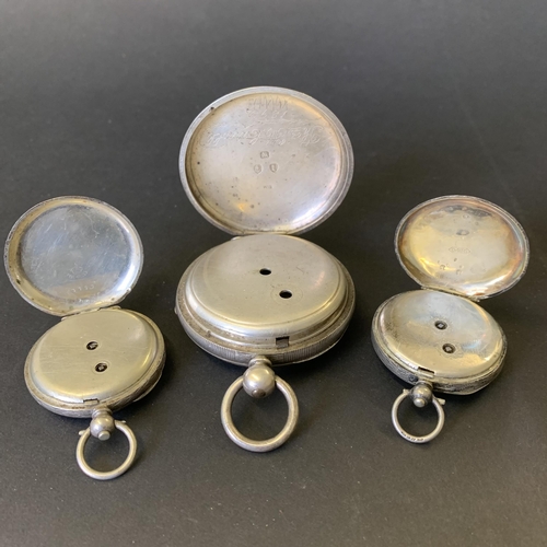 111 - Three silver pocket watches (all as found)