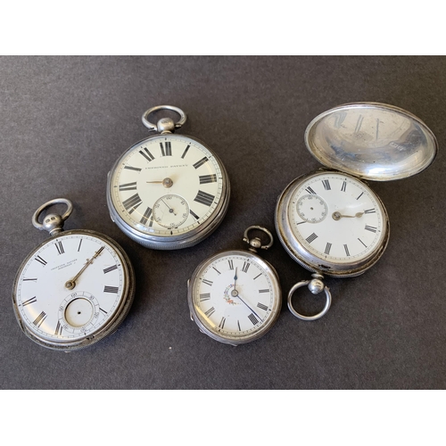 112 - Four silver pocket watches (all as found)