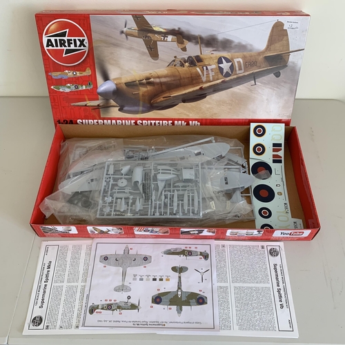 12 - Airfix 1:24 scale Supermarine Spitfire Mk.V6 No.A12005A model kit plus a Messerschmitt BF109E kit No... 