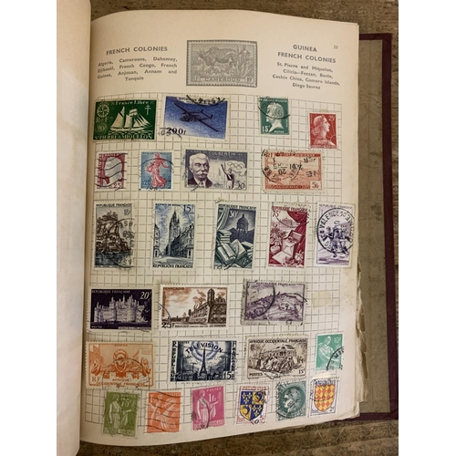 143 - Vintage world stamp albums, sparse filled plus a small selection of cigarette cards