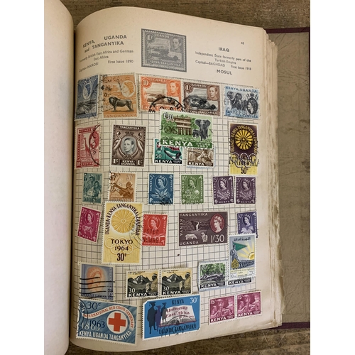 143 - Vintage world stamp albums, sparse filled plus a small selection of cigarette cards