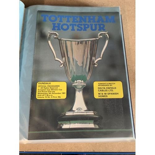 153 - A very large collection over 14 folders of Tottenham Hotspurs F.C. football home game programmes, 19... 