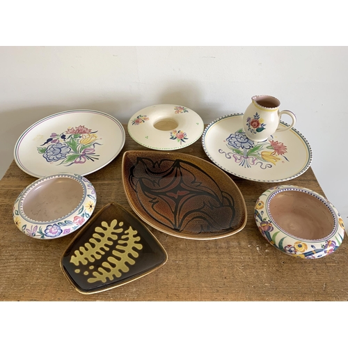 175 - A selection of vintage Poole pottery including Aegean dishes, two plates, two bowls, posy bowl and j... 