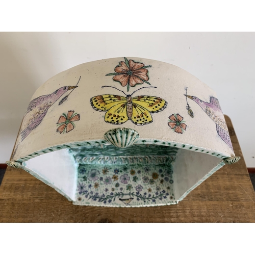 179 - A large ceramic hand painted domed shelf by Georgina Warne initialled and dated 2011 on base, approx... 