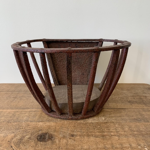 196 - A hand forged small feeding basket, approx. 14