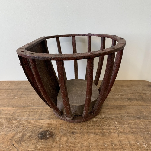 196 - A hand forged small feeding basket, approx. 14