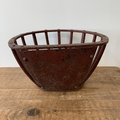 196 - A hand forged small feeding basket, approx. 14