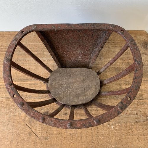 196 - A hand forged small feeding basket, approx. 14