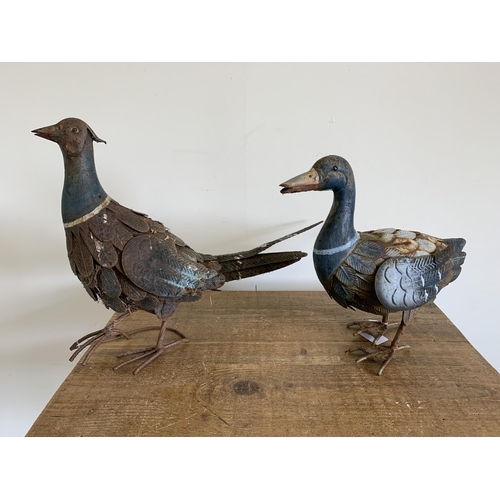 197 - A rustic duck together with a pheasant, both approx. 16