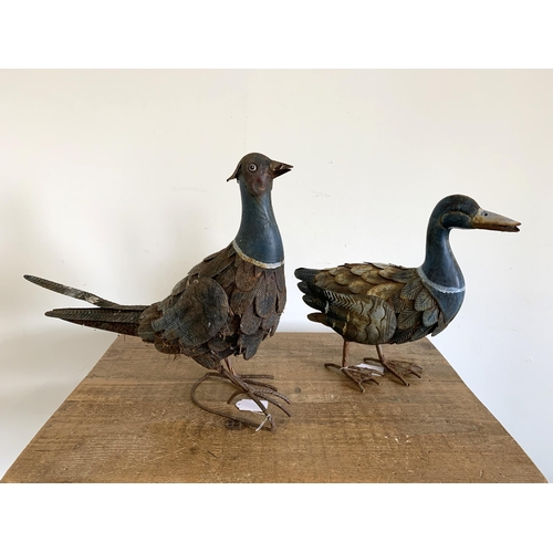 197 - A rustic duck together with a pheasant, both approx. 16