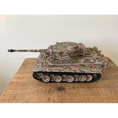 21 - A very heavy metal constructed Mato Toys MA1020 radio controlled Tiger tank, home hand painted in ca... 