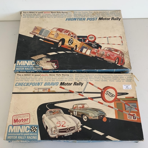 25 - Two vintage 'Minic' miniaturised hi-speed electric motor rally racing kits (both have contents distu... 