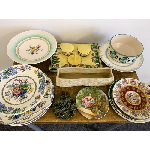 254 - A selection of mixed ceramics including Masons Ironstone plates, collectors plates, part ceramic dre... 