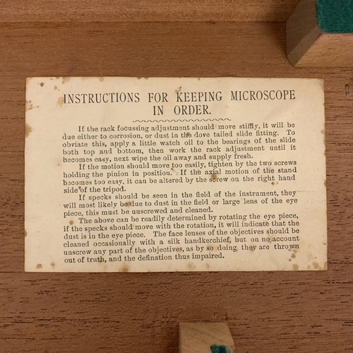 303 - A late Victorian J Swift & Son London Portable  Histological Microscope circa 1899, Patent No.24960,... 