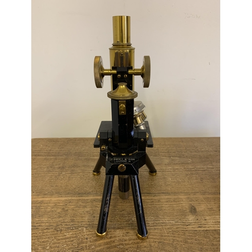 303 - A late Victorian J Swift & Son London Portable  Histological Microscope circa 1899, Patent No.24960,... 