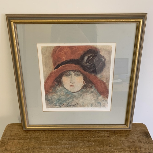 313 - A framed and glazed signed print of a lady, American artist Barbara A Wood, signed lower right and n... 