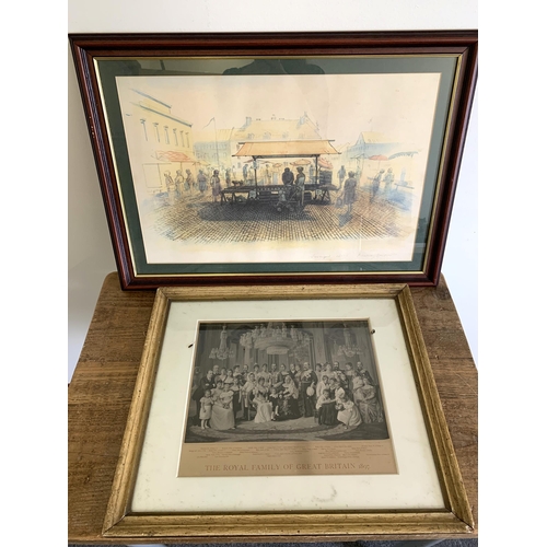 316 - A framed and glazed print of a market scene at Vaxjo Stortorget Sweden, possibly artist signed lower... 