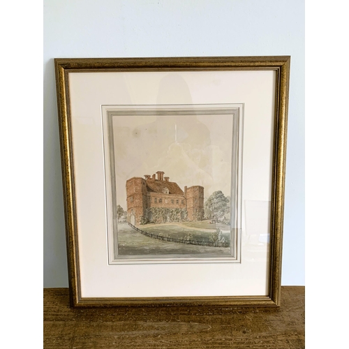 323 - A framed and glazed watercolour of an historic building framed by the Vendor, reputed to state on th... 