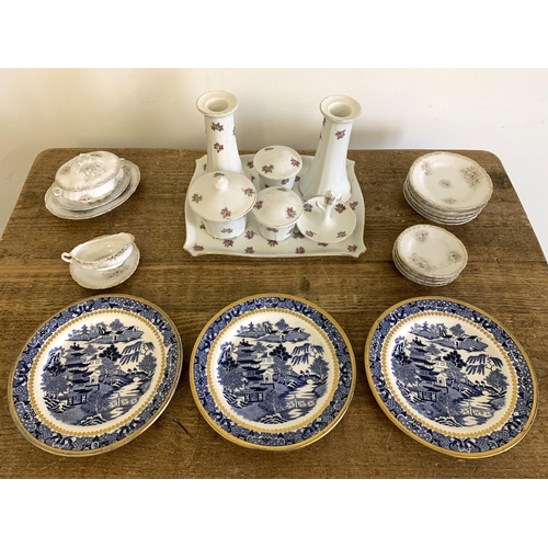 331 - Three vintage Davenport blue and white side plates, a Victorian Austrian part childs dinner service ... 