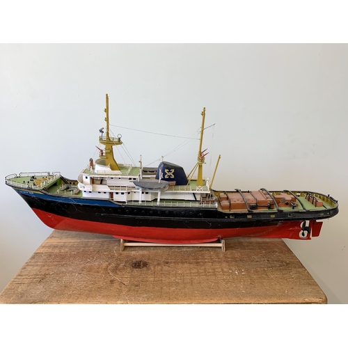 34 - A vintage scratch built wooden model vessel 'Zwarte Zee' Rotterdam, approx. 35