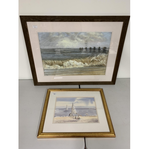 346 - Lenny Townsend, framed and glazed watercolour 'Southwold Beach', signed lower left, 14