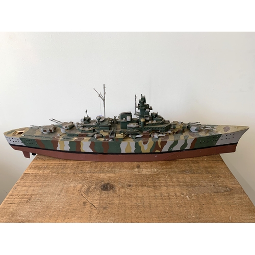 67 - A vintage model of a WW2 German warship made from wood, 36