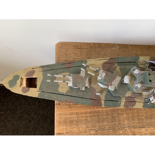 67 - A vintage model of a WW2 German warship made from wood, 36