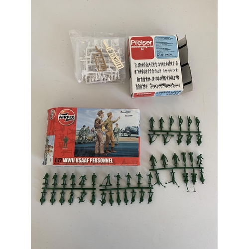 7 - A box of mixed small models, cars, accessories etc including bagged Falklands War aeroplane models (... 