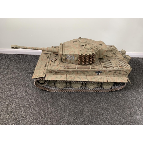 81 - A scale model Tiger radio controlled tank with metal base and plastic top, marked to base 'Alex Shia... 