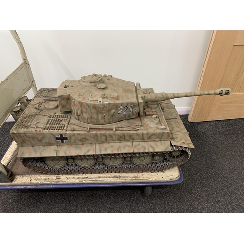 81 - A scale model Tiger radio controlled tank with metal base and plastic top, marked to base 'Alex Shia... 