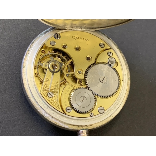 94 - A vintage and unusual Omega 800 grade silver pocket watch with 24 hour enamel dial with second hand ... 