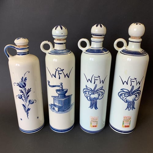 1 - Three vintage Dutch Delft W.F.Westermann & Co wine bottles, circa 1970's plus one other Bols bottle ... 