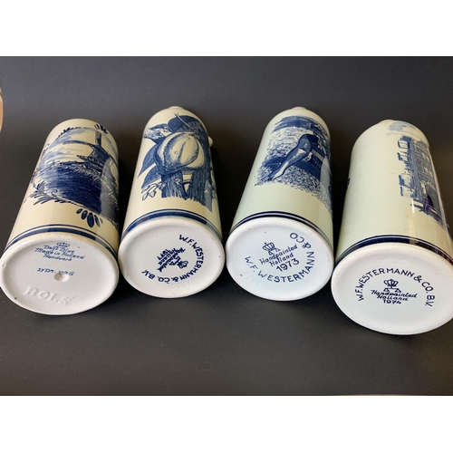 1 - Three vintage Dutch Delft W.F.Westermann & Co wine bottles, circa 1970's plus one other Bols bottle ... 