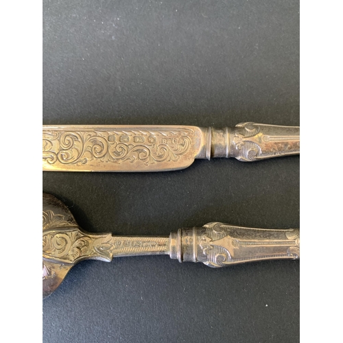 121 - A cased set of silver flatware all in the same pattern but each marked differently, the spoon is She... 