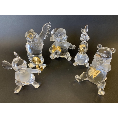 191 - Five vintage Lennox Crystal animal themed figurines including two Disney issues owl and bear, all wi... 