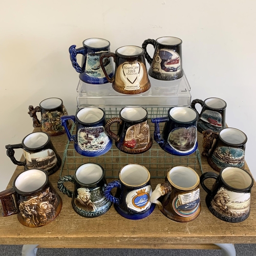 198 - Fifteen limited edition boxed Great Yarmouth pottery mugs including Admiral Horatio Nelson 269/500, ... 