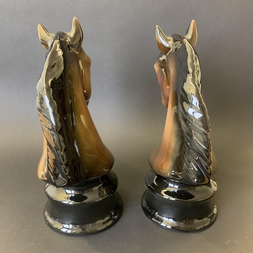 2 - A pair of ceramic horse heads, approx. 9 1/2