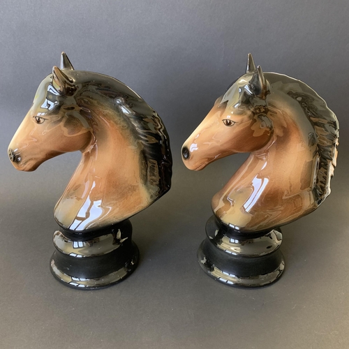 2 - A pair of ceramic horse heads, approx. 9 1/2