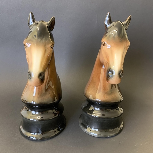 2 - A pair of ceramic horse heads, approx. 9 1/2