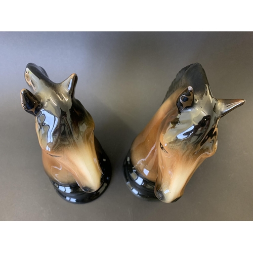 2 - A pair of ceramic horse heads, approx. 9 1/2