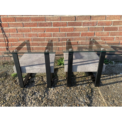 424 - A pair of modern 'Newton' side tables with glass tops, approx. 19 1/2