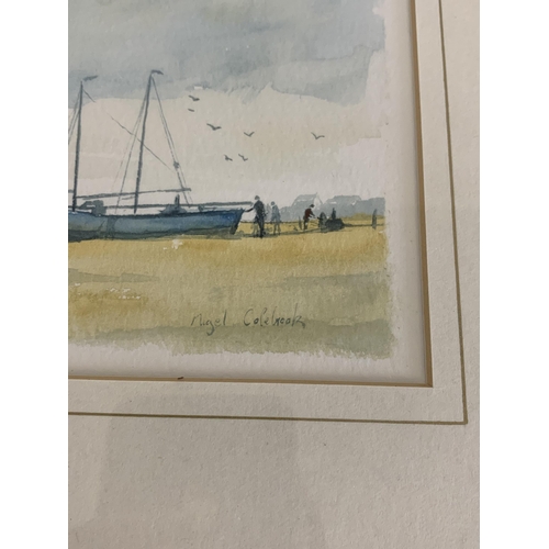 420 - Nigel Colebrook, local artist, a framed and glazed pair of watercolours 'Marsh near Somerleyton' and... 