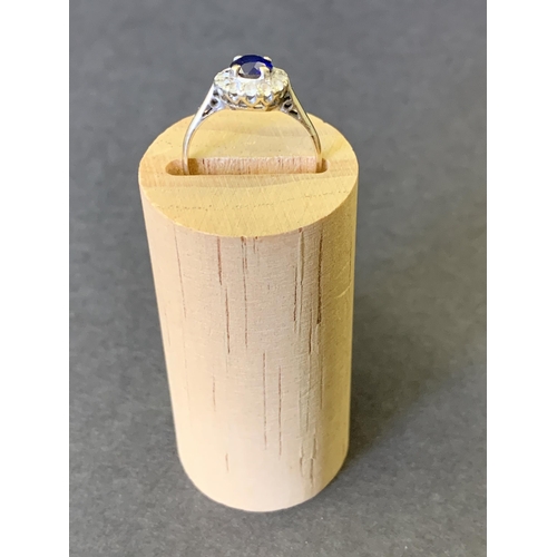 118 - A 9ct gold, blue and white stone set ring, approx. size O 1/2, weight approx. 2.1g