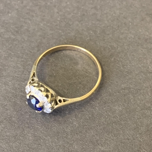 118 - A 9ct gold, blue and white stone set ring, approx. size O 1/2, weight approx. 2.1g