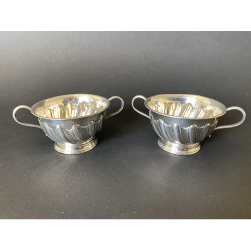 142 - A pair of Victorian hallmarked silver salts, Sheffield 1882, Harrison Brothers & Howson, 2 1/4