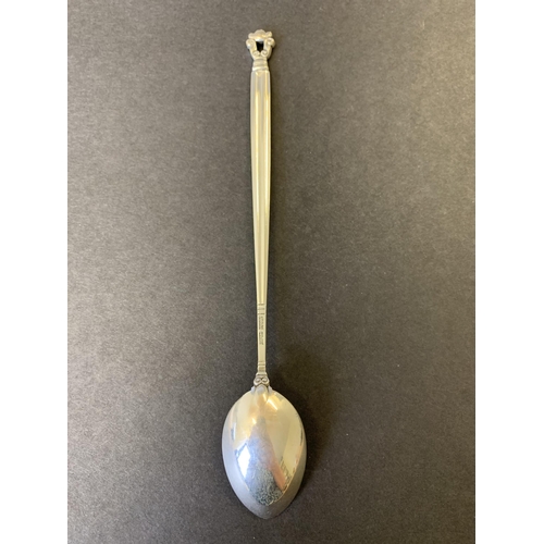 151 - Georg Jensen sterling silver long handle spoon, acorn pattern, 7